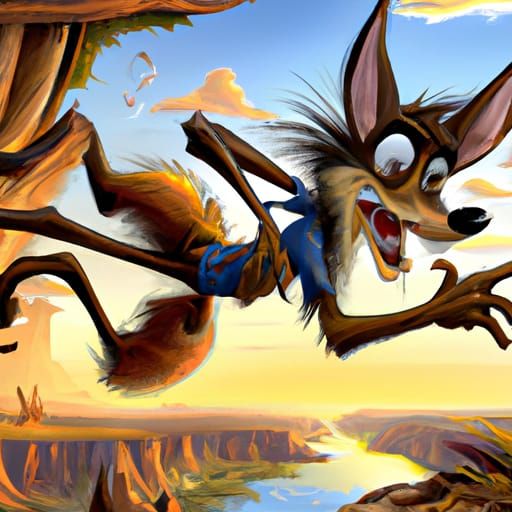 Wile E. Coyote's Cliffside Selfie: Cartoon Portrait
