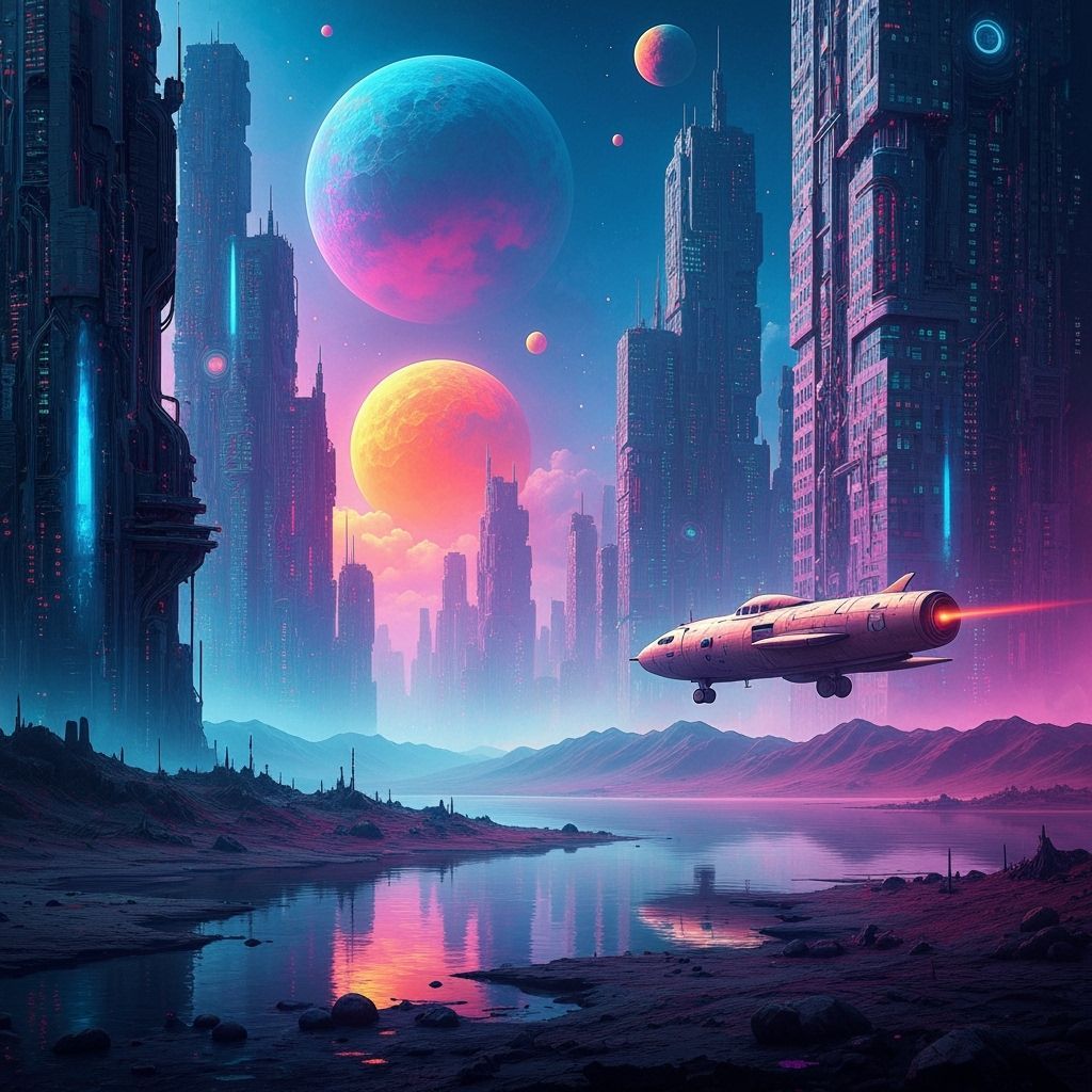 Dreamlike Scene with Futuristic Surreal Elements