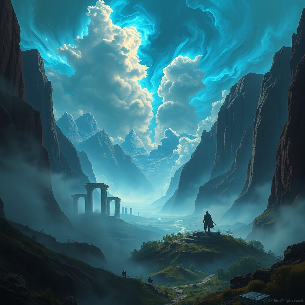 Epic Futuristic Landscape in Cyberpunk Aesthetic