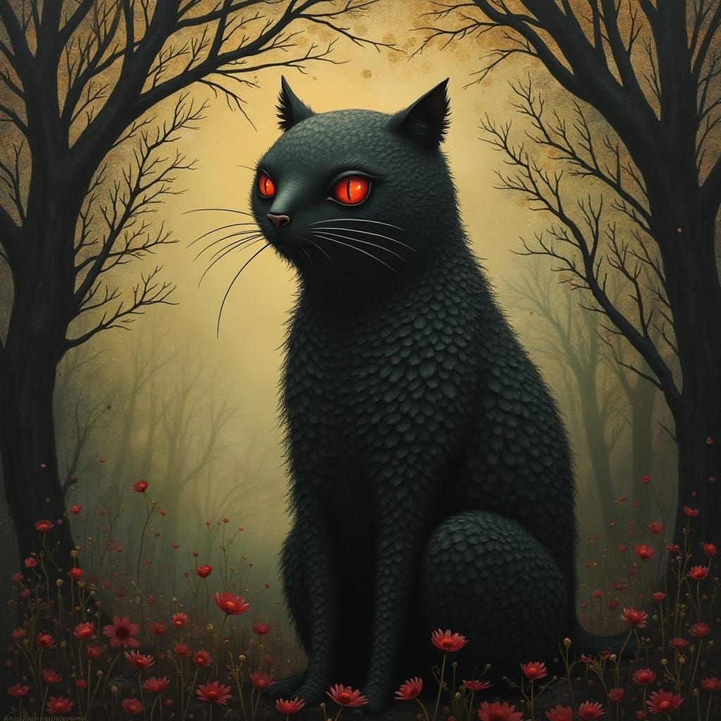 Surreal Dark Fantasy Scene in Oil Painting Style