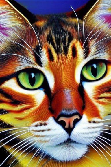 Abstract Cat Portrait in Vibrant Colors