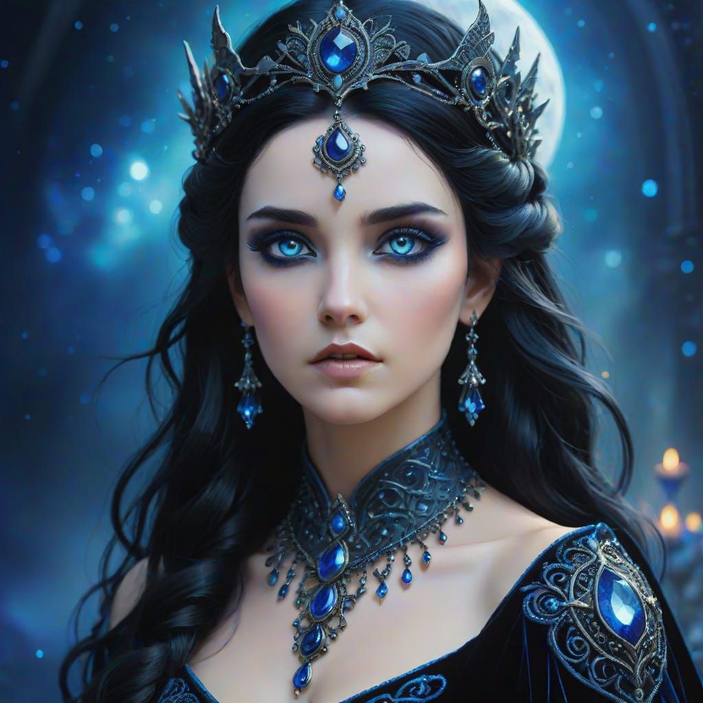 Nyx Goddess of Night Portrait in Velvet Gown