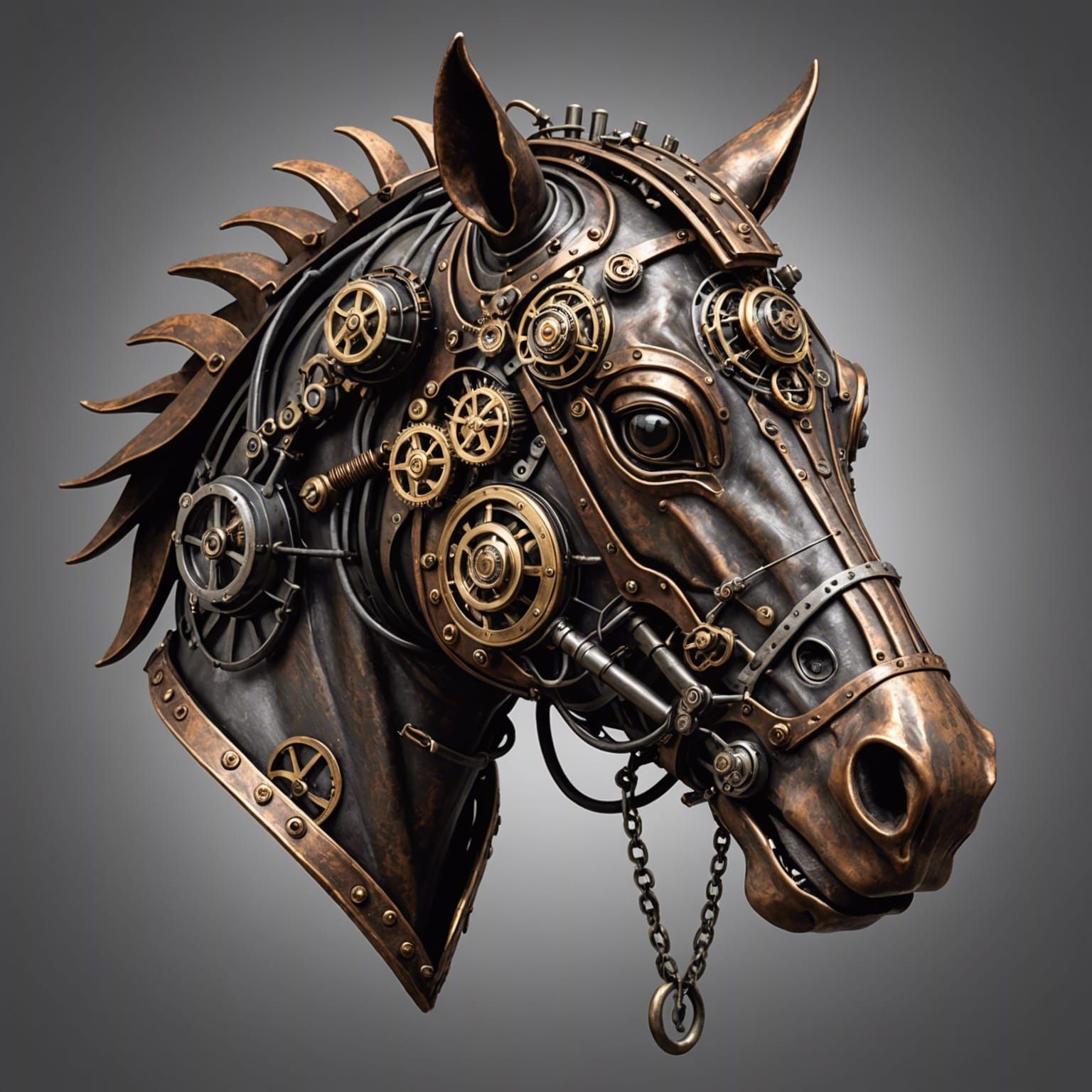 Steampunk Horse Head Engine Fusion