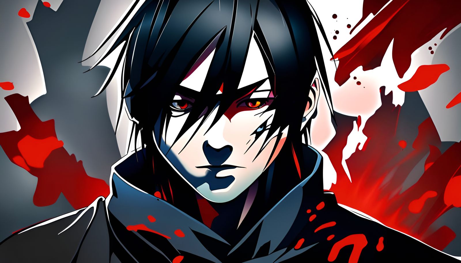 Itachi Uchiha: Hyperreal Anime Character in Ink Painting