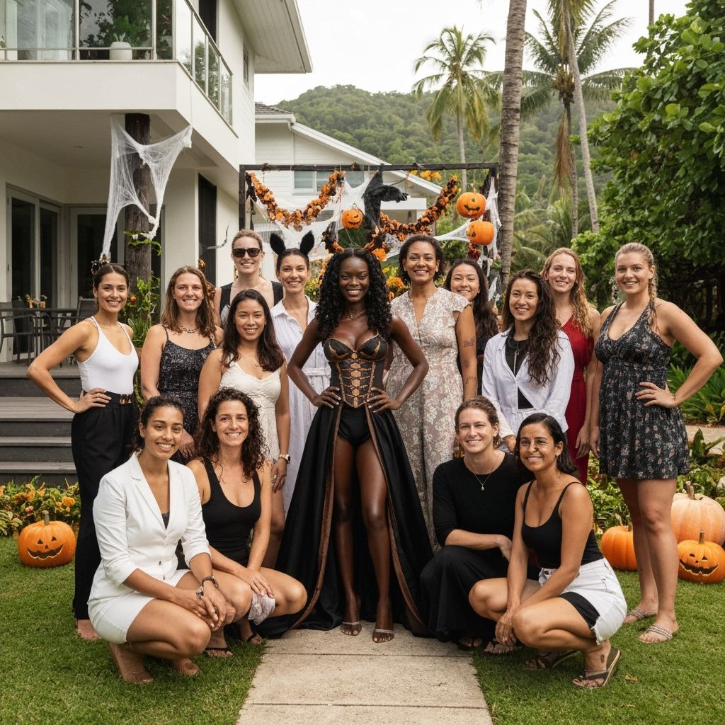 Diverse Women in Halloween Costumes in Seychelles