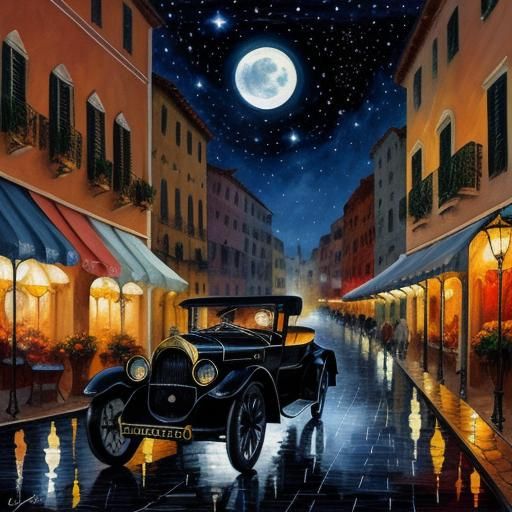 moonlight noir incognito baroque Beautiful woman, old Italia...