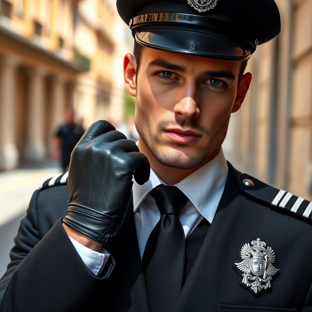 Italian Carabinieri Officer Portrait in Roman Street