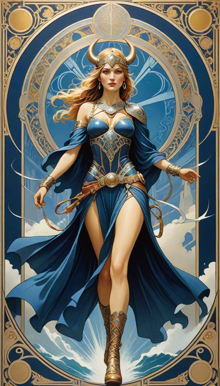 Vintage Valhalla Travel Poster in Art Deco Style