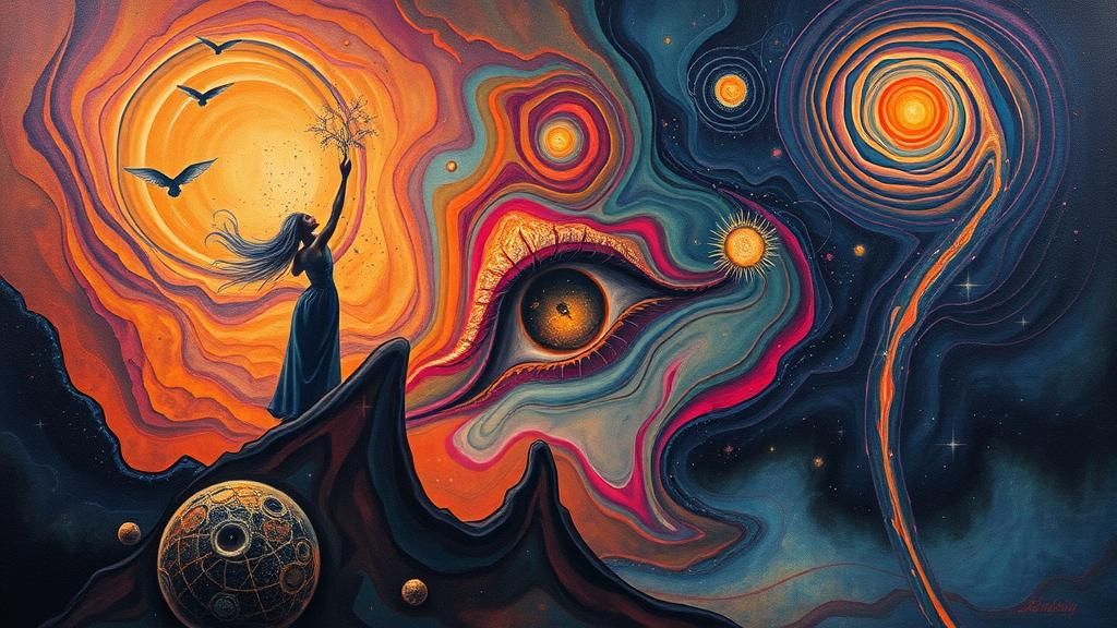 Surreal Dreamscape with Swirling Colors and Ethereal Light