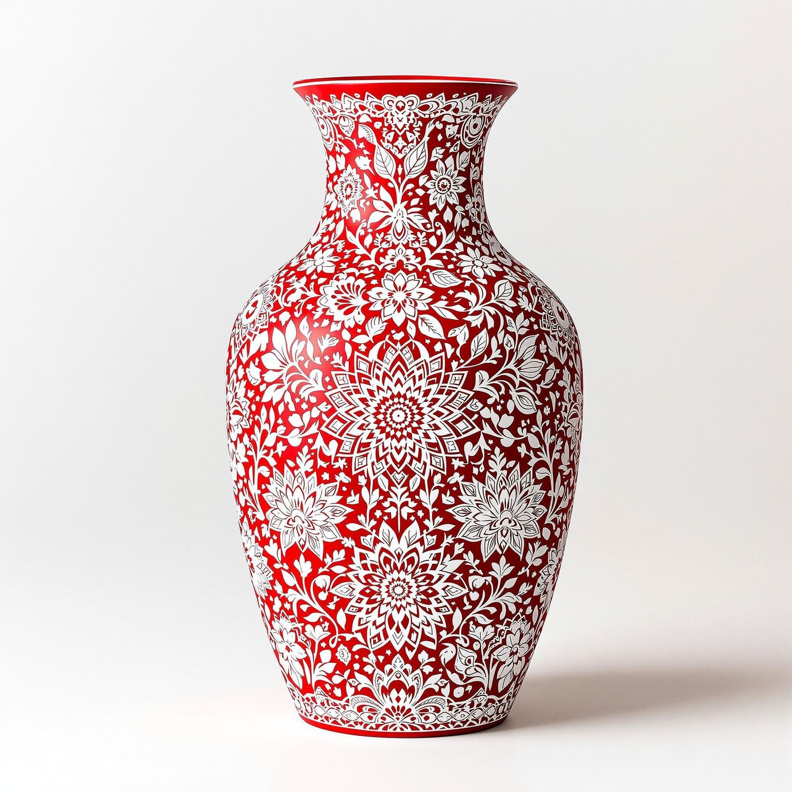 Stunning Sgraffito Ceramic Vase with Intricate Botanical Mot...