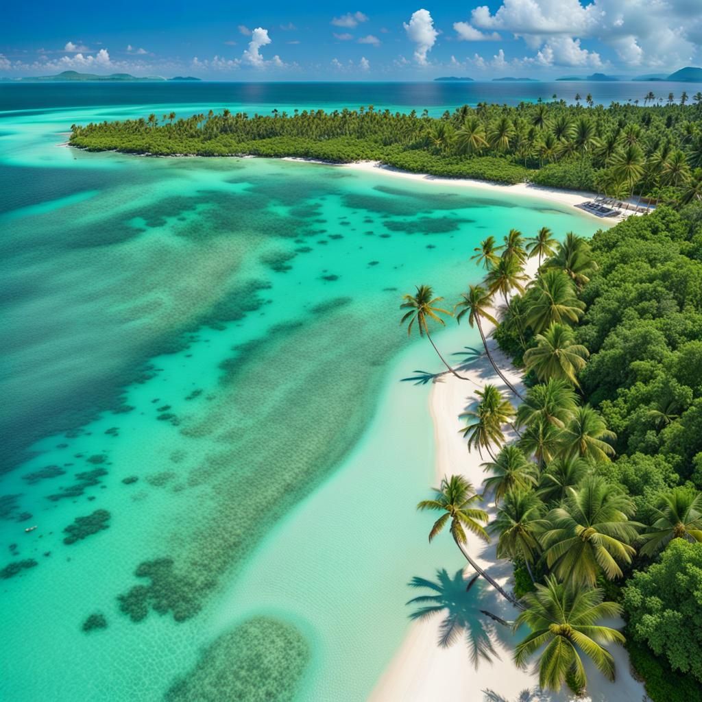Idyllic Tropical Beach Scene in Hyperrealism