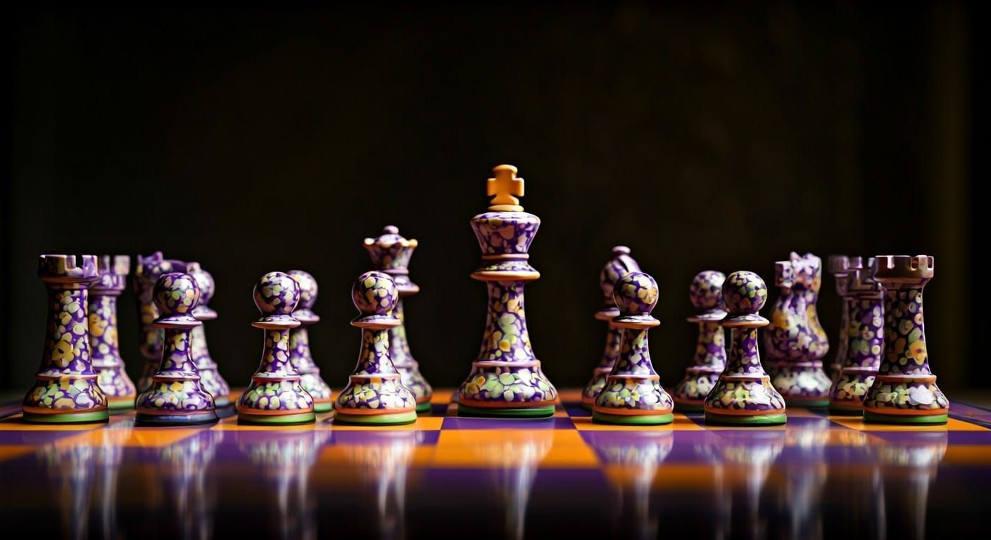 Luxurious Floral Art Chess Set in Vibrant Wedgwood Colors