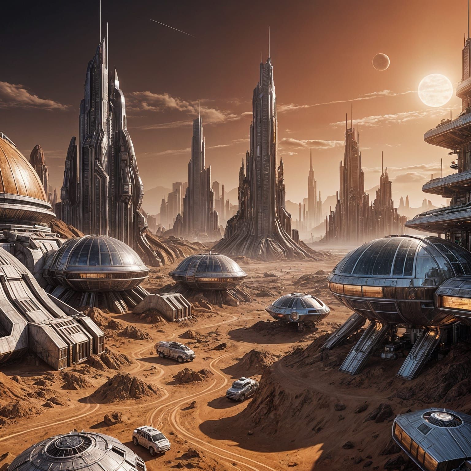 Mars Futuristic Metropolis Unveiled in Neon Chrome