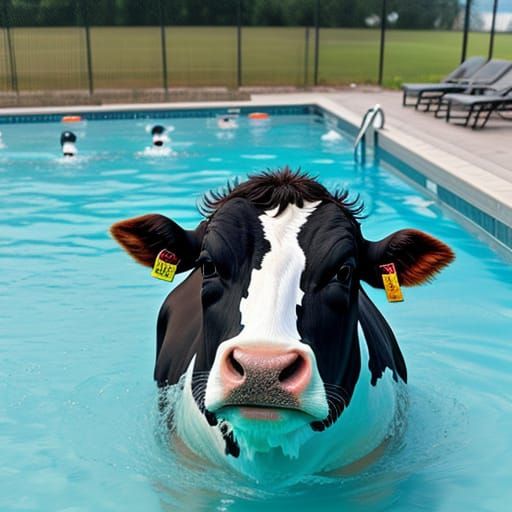Cow Takes a Refreshing Dip