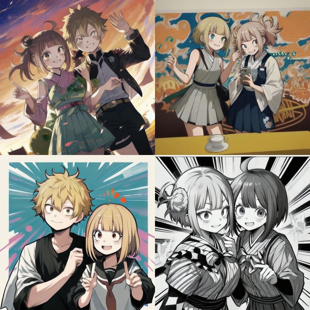 Toga and Ochako in Anime Key Visual Style