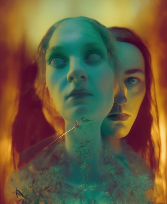 Hyperrealistic Amber Glass Sculpture with Occult Themes