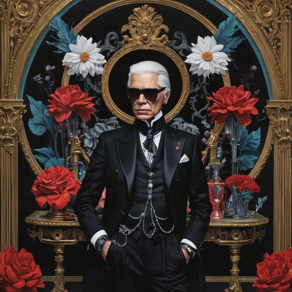 Surreal Goth Portrait in Gouache Style