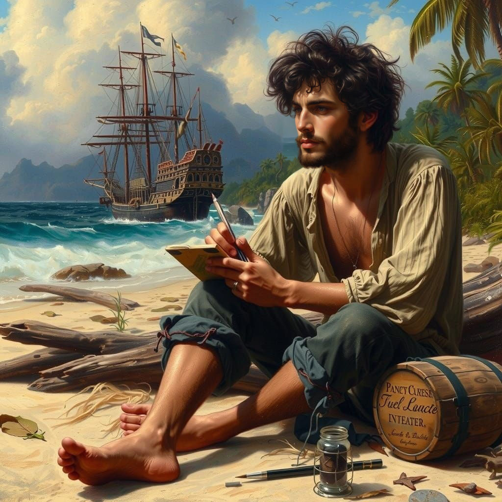 Stranded Gentleman on a Tropical Isle in Rococo Style