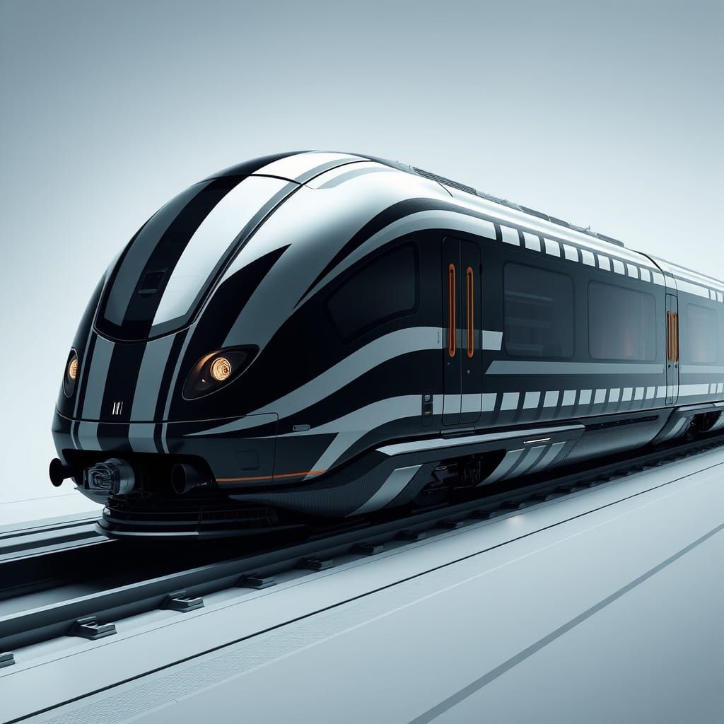 Futuristic Train in High-Tech Carbon Fibre Exoskeleton