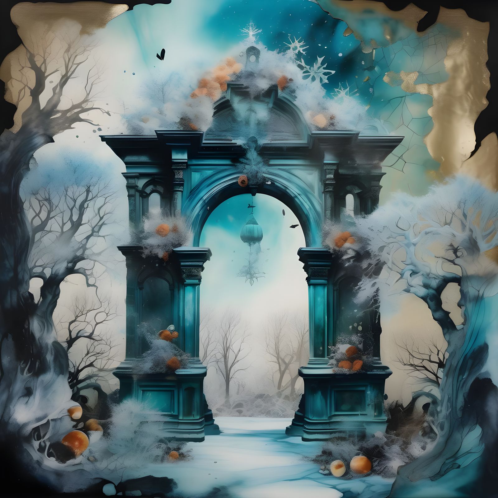 Surrealist Rococo Garden Dissolving into Void