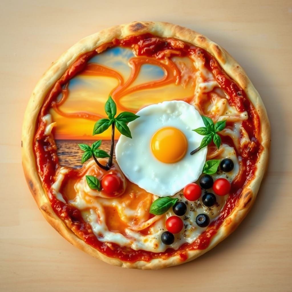 A perfectly round gourmet pizza,