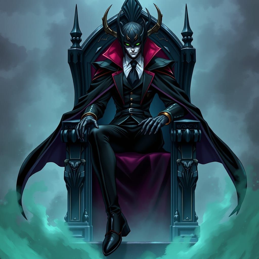 Dark Fantasy King on Throne in Digital Art