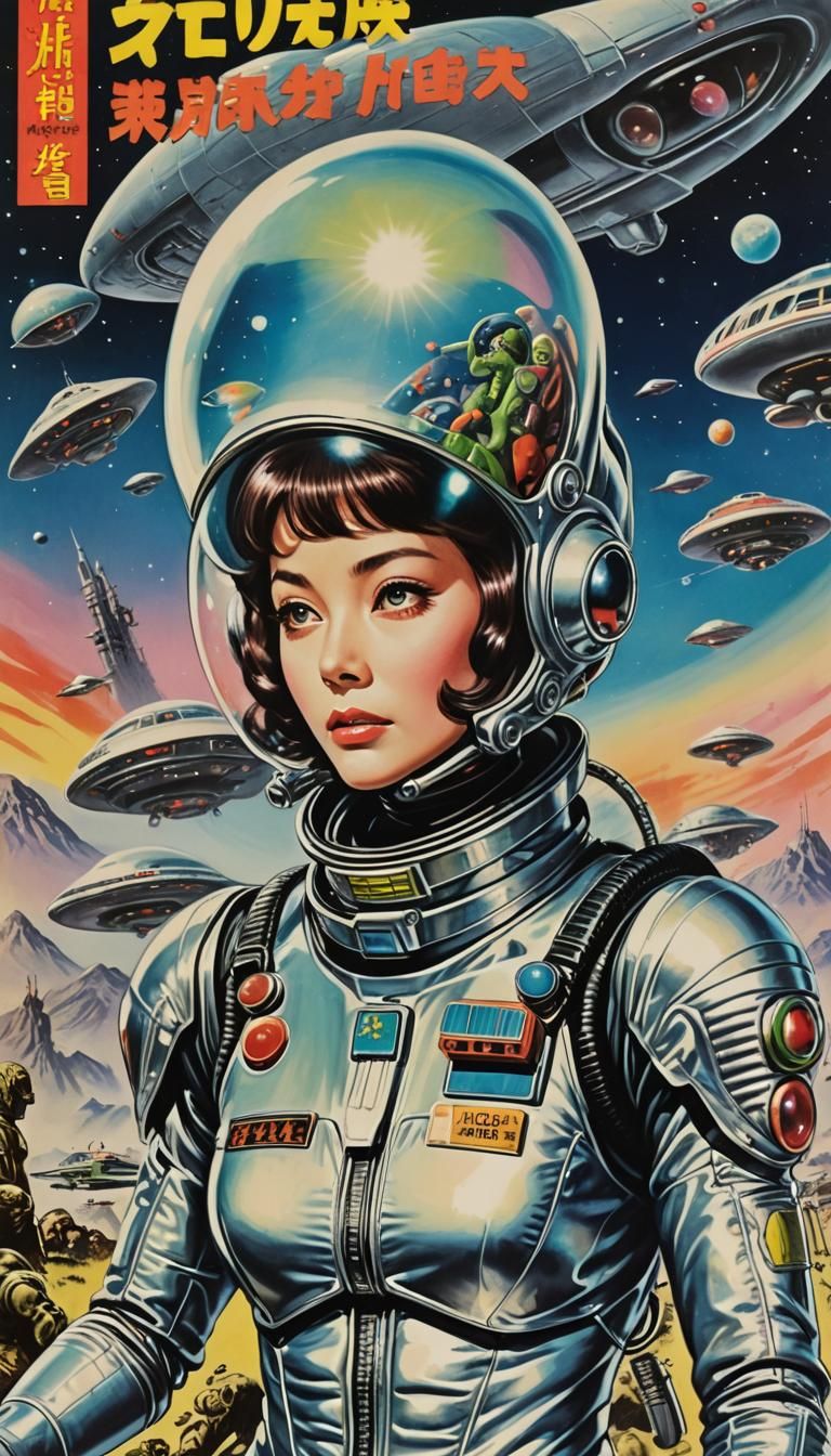 Retro Alien Movie Poster in Manga Style