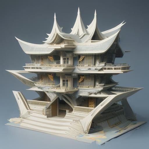 Firefly Serenity Starship Blueprints in Origami Style