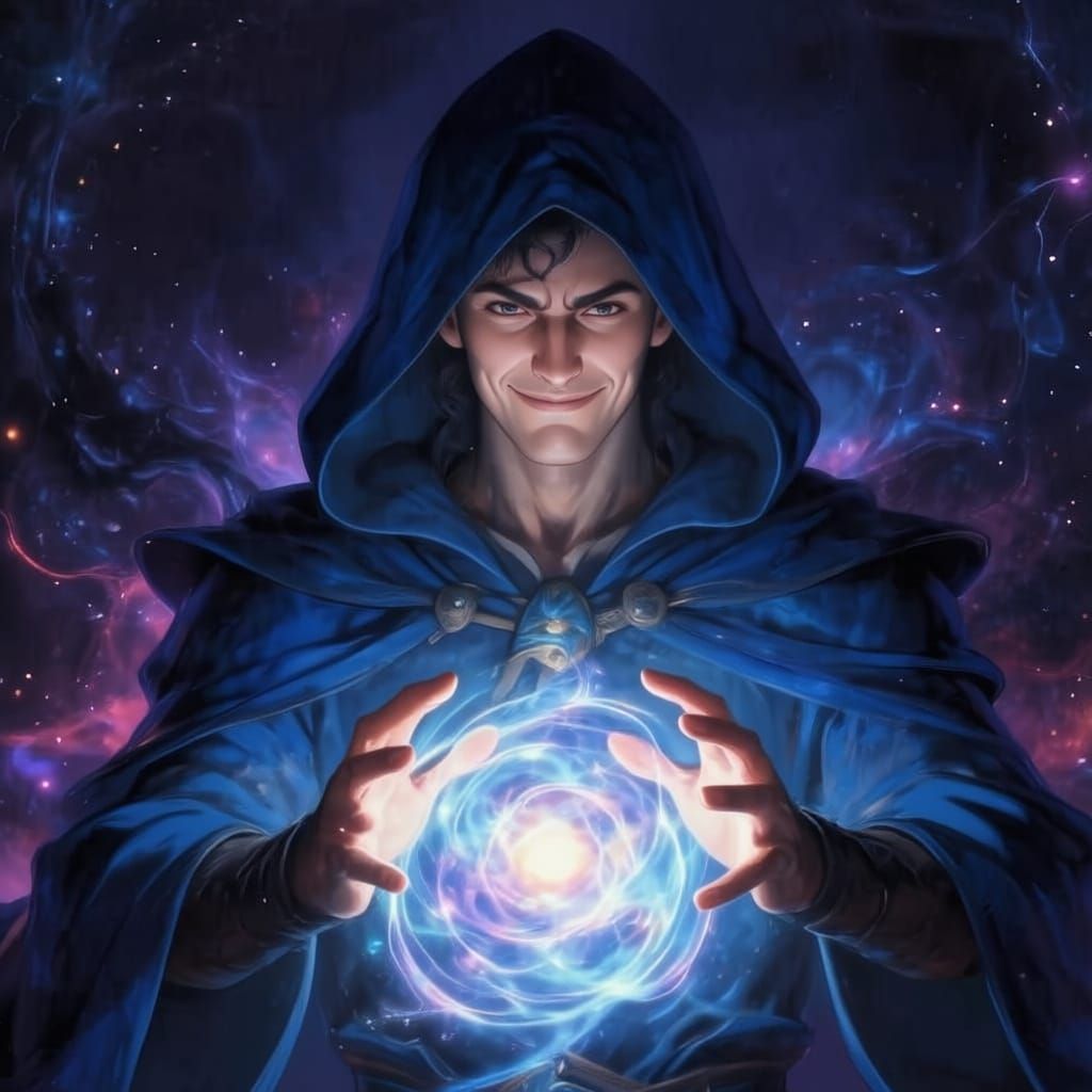 Mysterious Magician Grins With Magic Orb