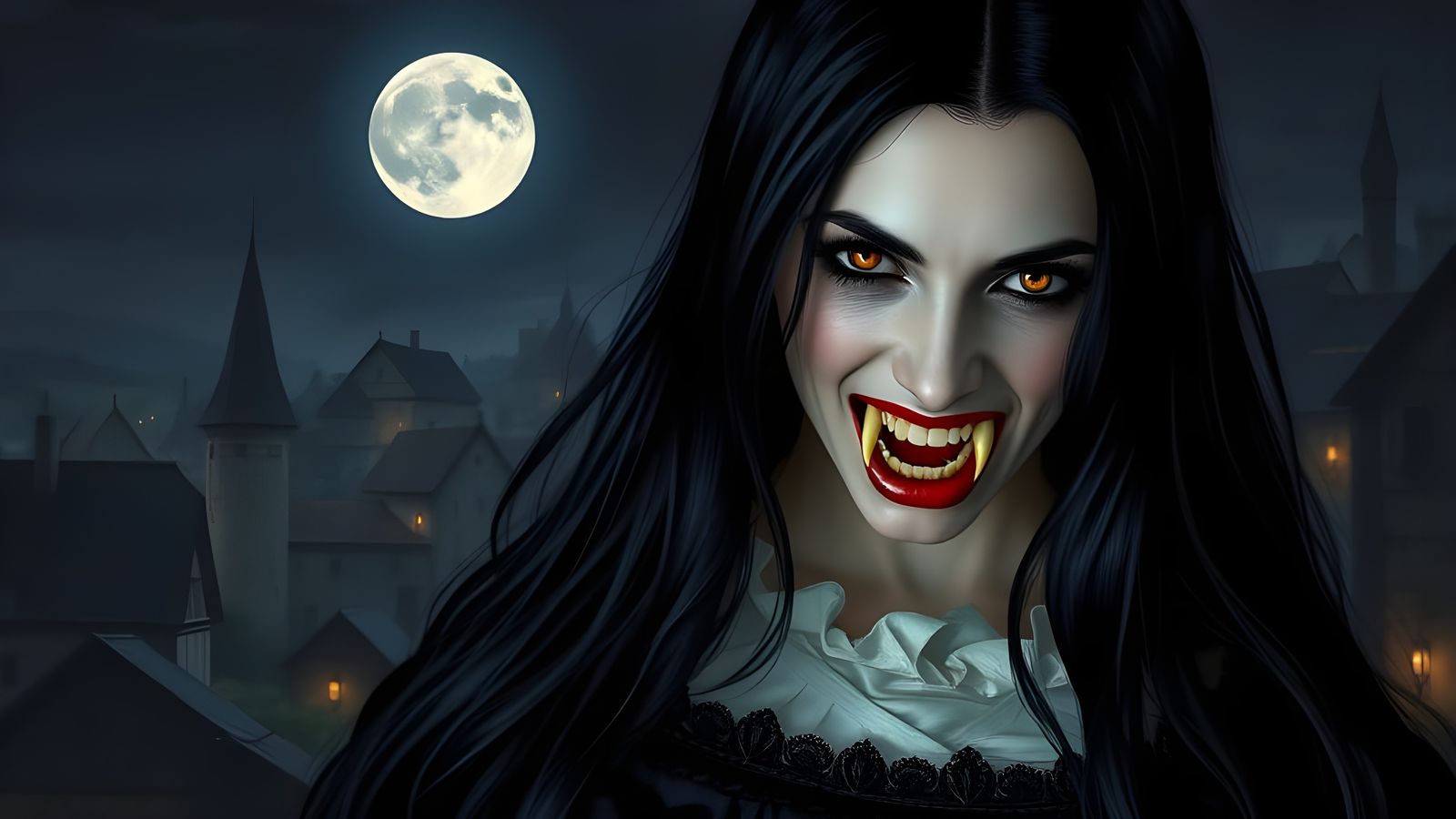 Italian Vampire Countess in Medieval Court Dress