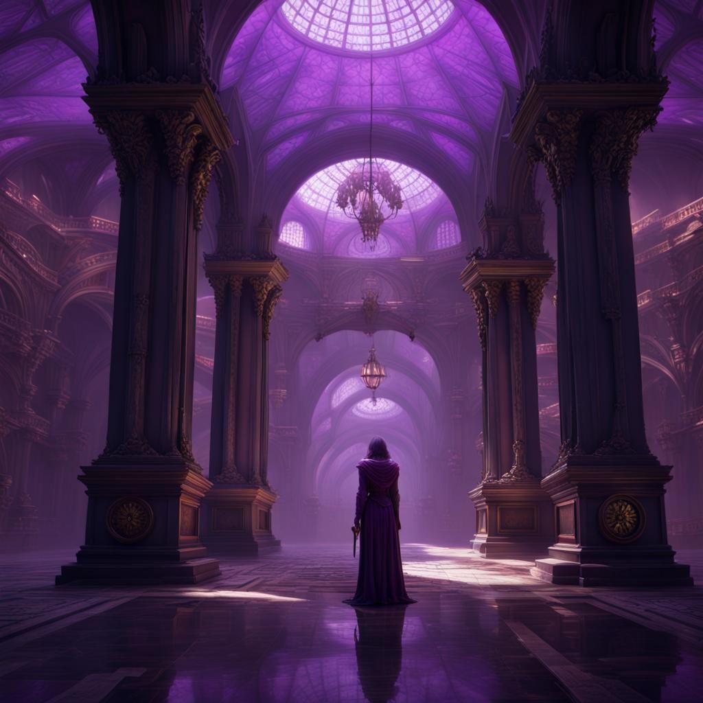 Dark Fantasy Masterpiece in Purple and Yellow