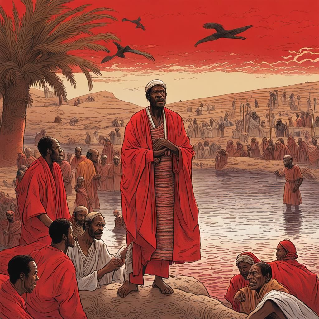 Surreal Red Nile River Portrait in Egypt