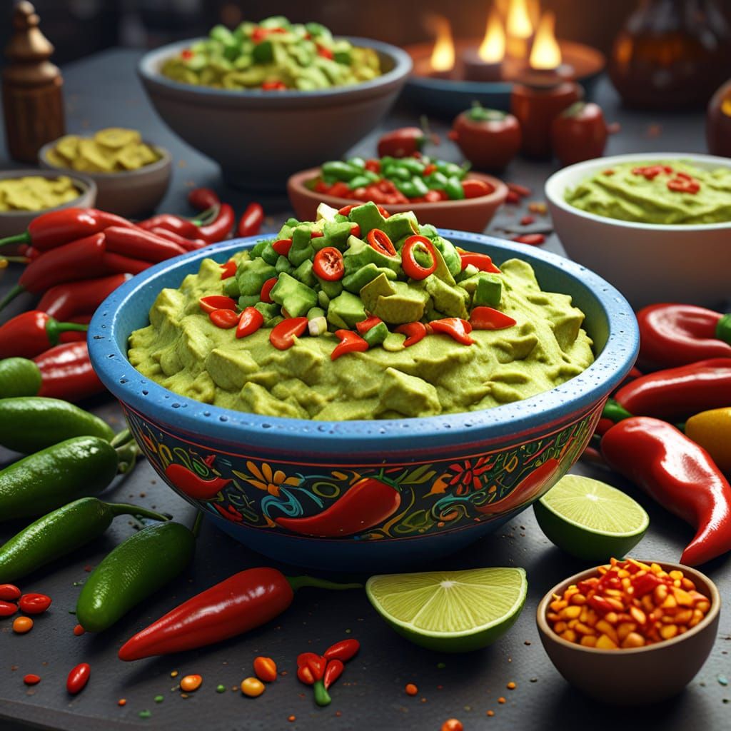 Vibrant Guacamole Bowl Art for National Spicy Guacamole Day