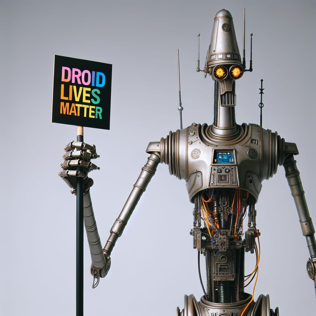 Cylindrical Robot Protests: 'Droid Lives Matter'