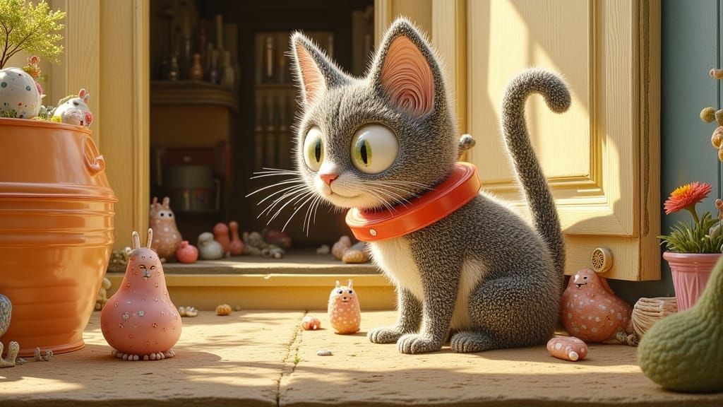 Curious Cat Returns Home in Beatrix Potter Style