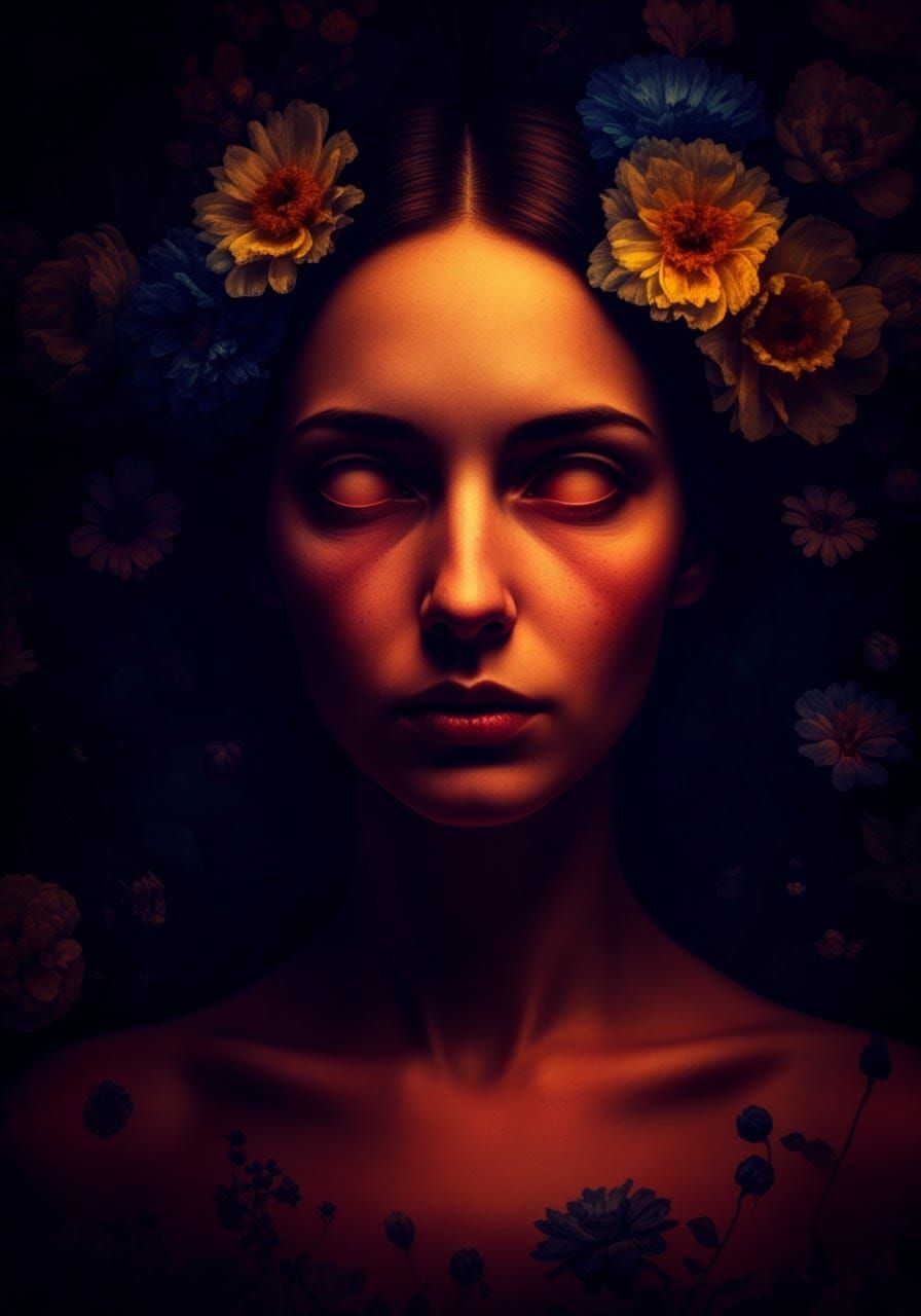 Ethereal Horror Portrait in Beksiński Style