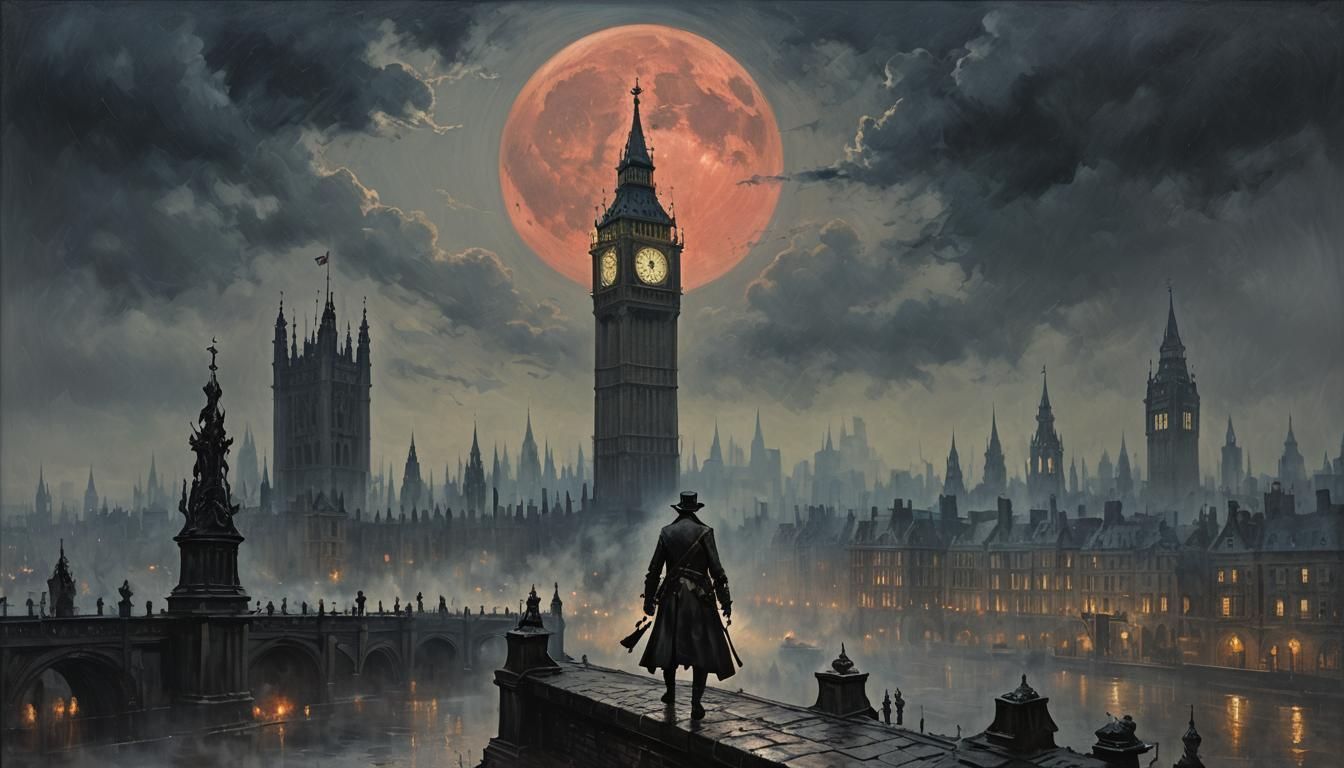 London Bloodmoon: A Gurney-esque Oil Painting