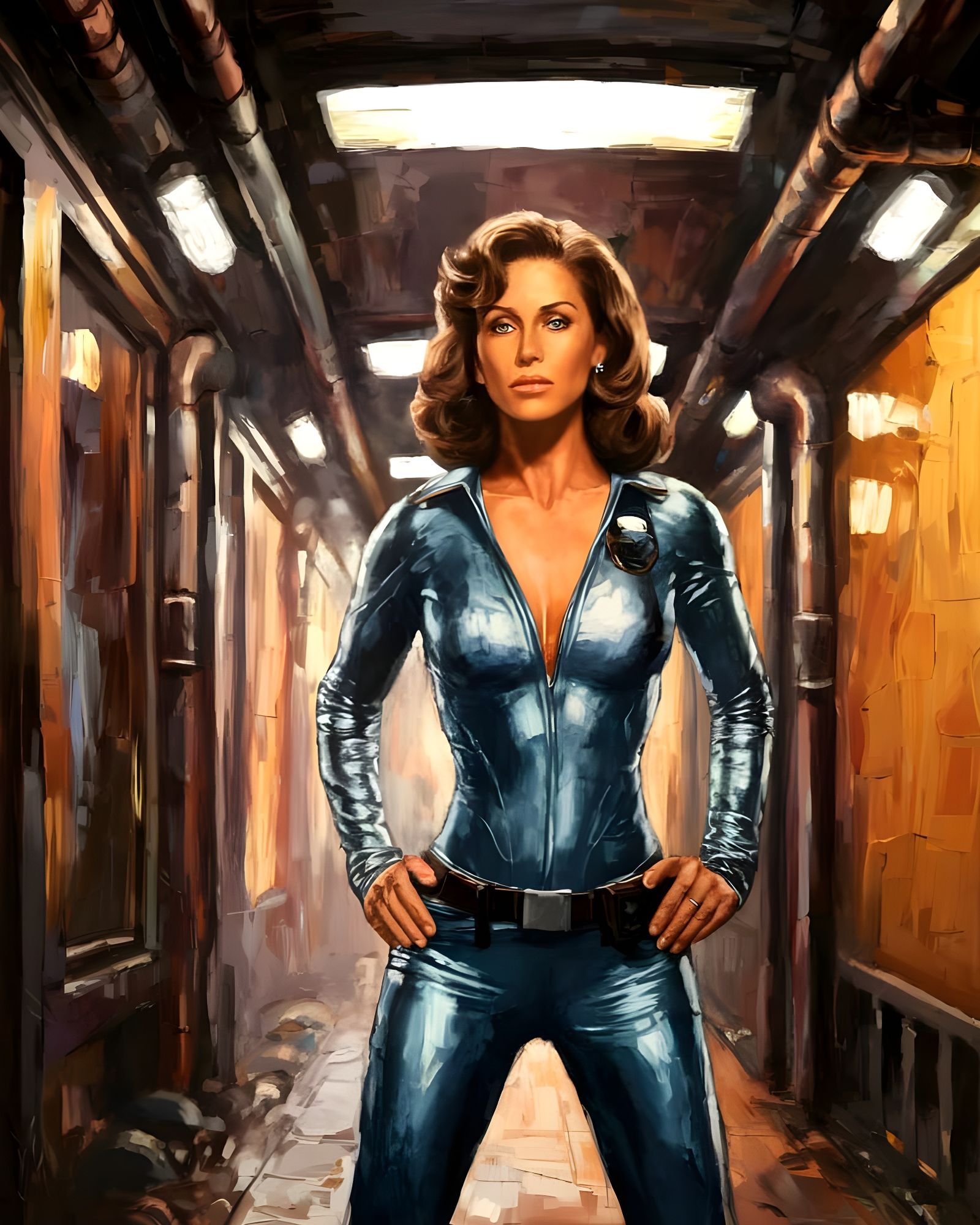 Raquel Welch as Space Agent: Brutalist Impasto Painting