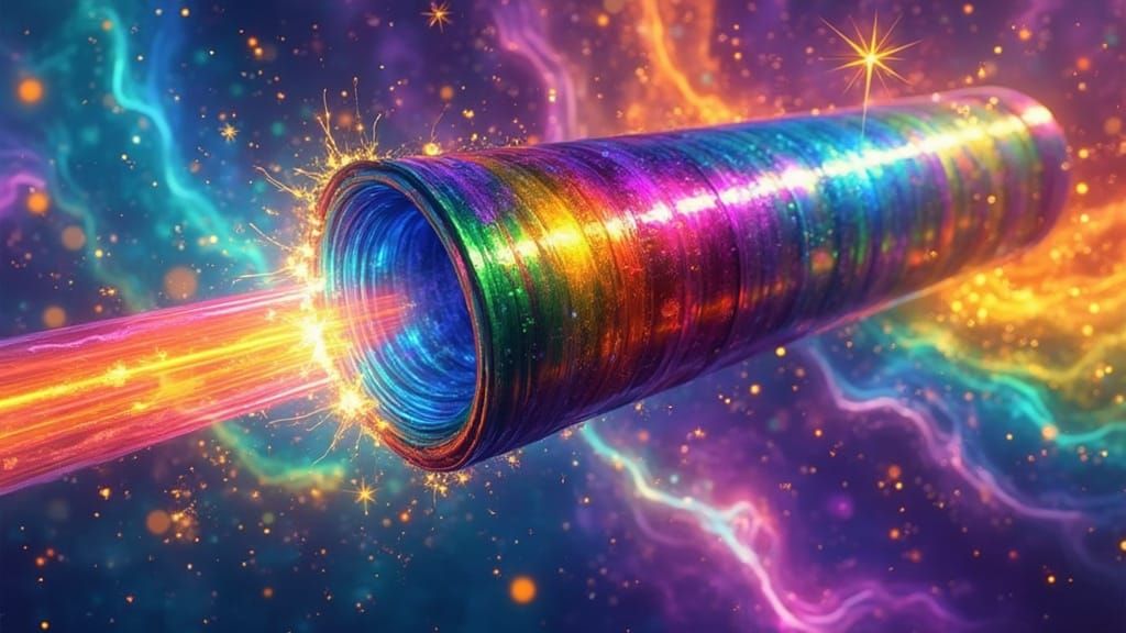 Surreal Rainbow Cylinder Exhales Iridescent Paint and Plasma