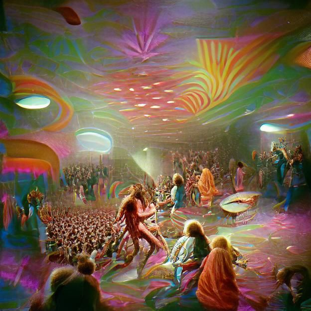 Psychedelic 1970s Rock Concert Experience