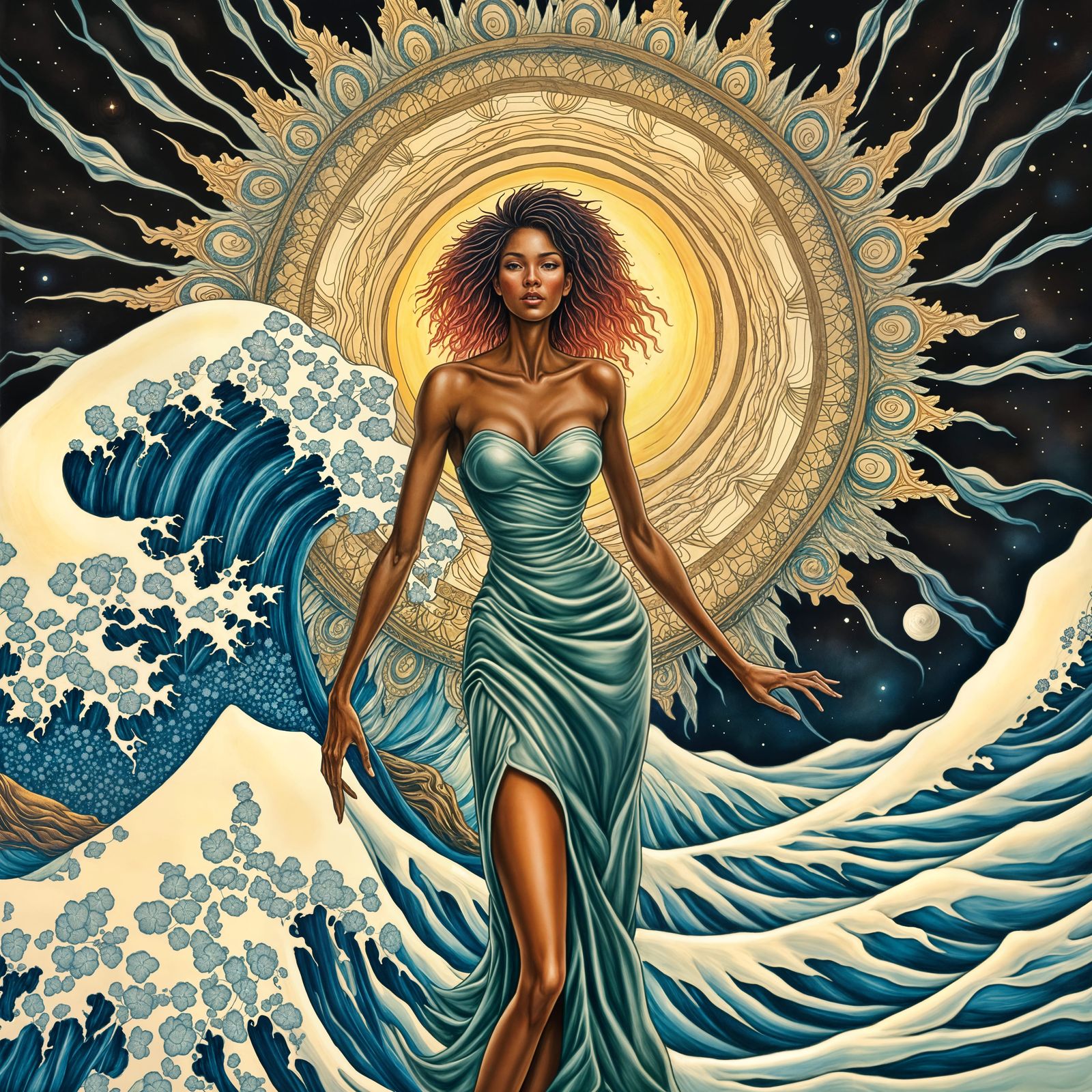 Pin-Up Woman in Cosmic Style