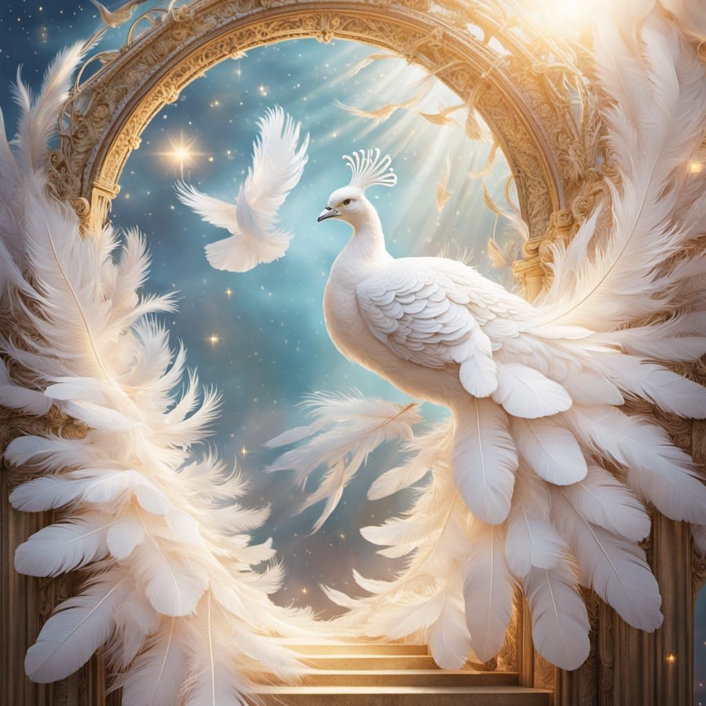 Celestial Feather Gate in Surreal Style