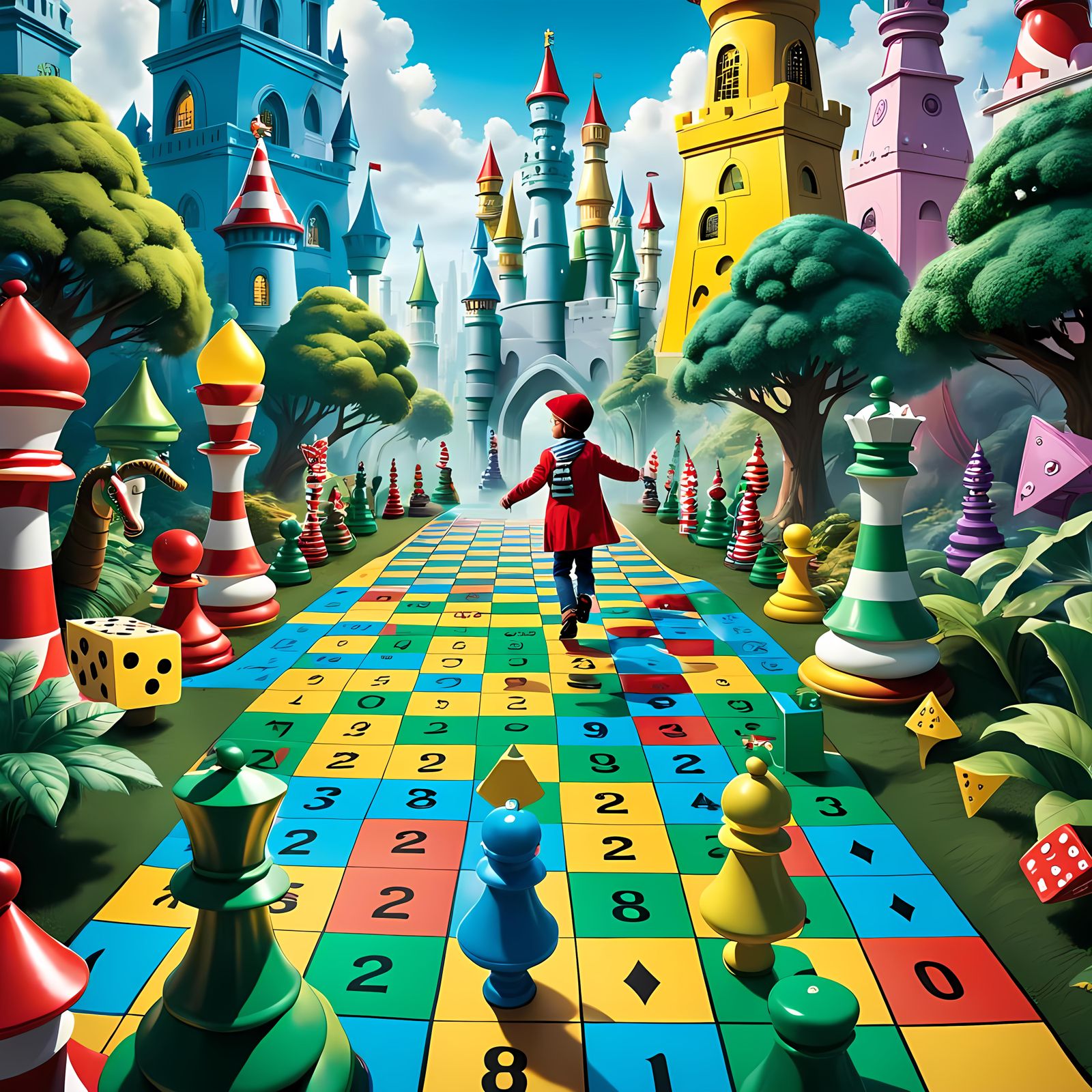 Child's Adventure in Board Game Kingdom: Cosmic Illustration