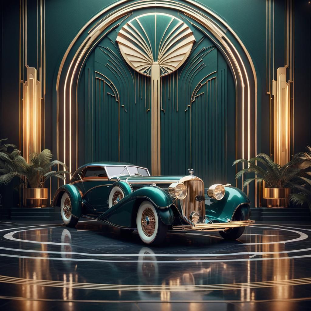 Art Deco Car Display: Sleek Lines and Vintage Glamour