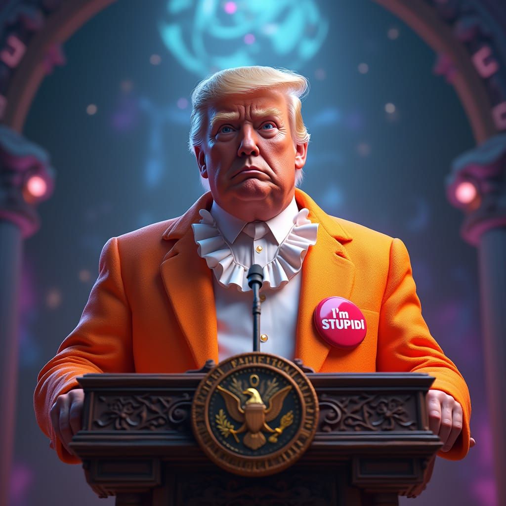 Oompah Loompah Trump at the Presidential Podium