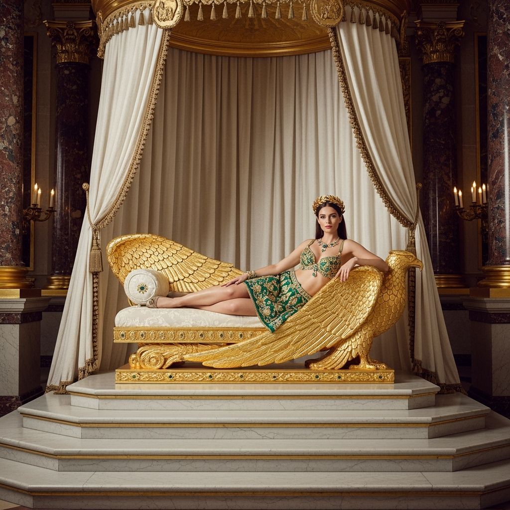 Opulent Roman Empress in Imperial Throne Room