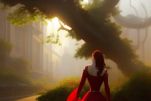 Princess in Red Dress: Hyperdetailed Concept Art