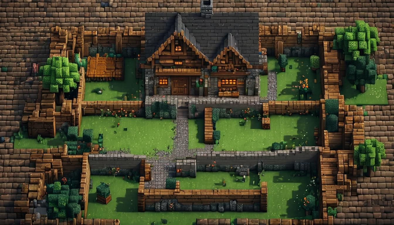 pixelated 8-bit pixel art, cobblestone minecraft home with w...