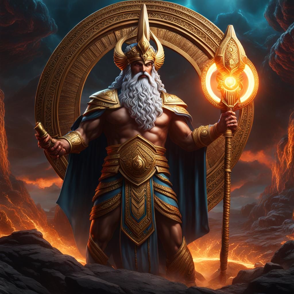 Phoenician Storm God in Detailed Matte Painting