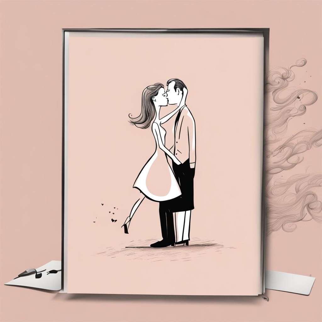 Minimalist Doodle Sketch of Falling in Love